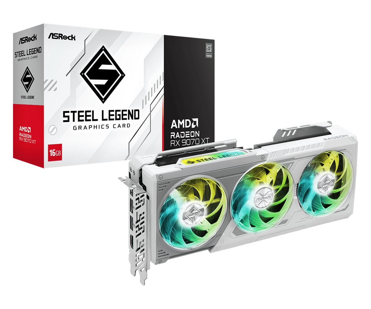 Asrock AMD Radeon RX 9070 XT Steel Legend 16GB White