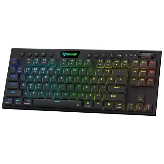 Redragon K621 Horus TKL RGB Mechanical Keyboard, 5.0 BT/2.4 Ghz/Wired Three Modes 80% Ultra-Thin Low Profile & Linear Red Switches, Black