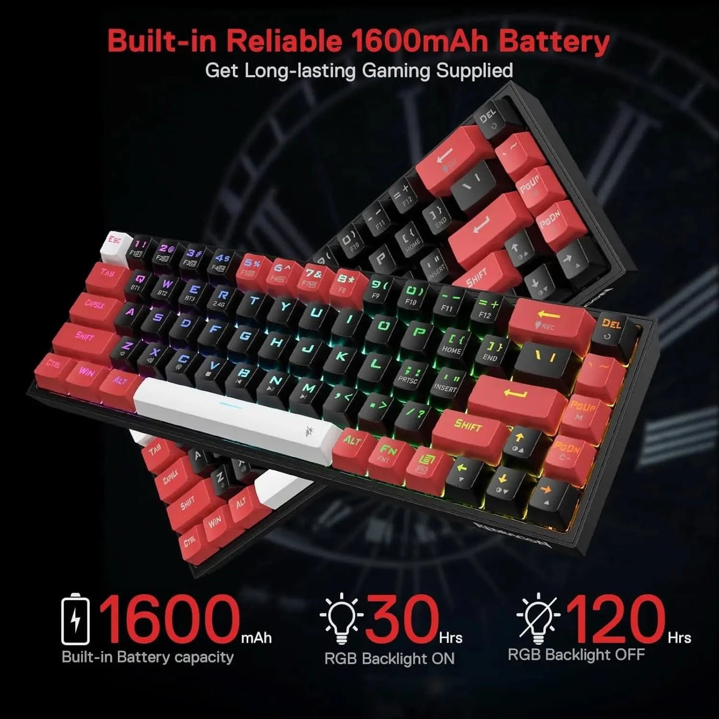 Redragon K631 PRO 65% 3-Mode Wireless RGB Gaming Keyboard, 68 Keys Hot-Swappable Compact Mechanical Keyboard PCB Socket & Dedicated Arrow Keys, Quiet Red Linear Switch