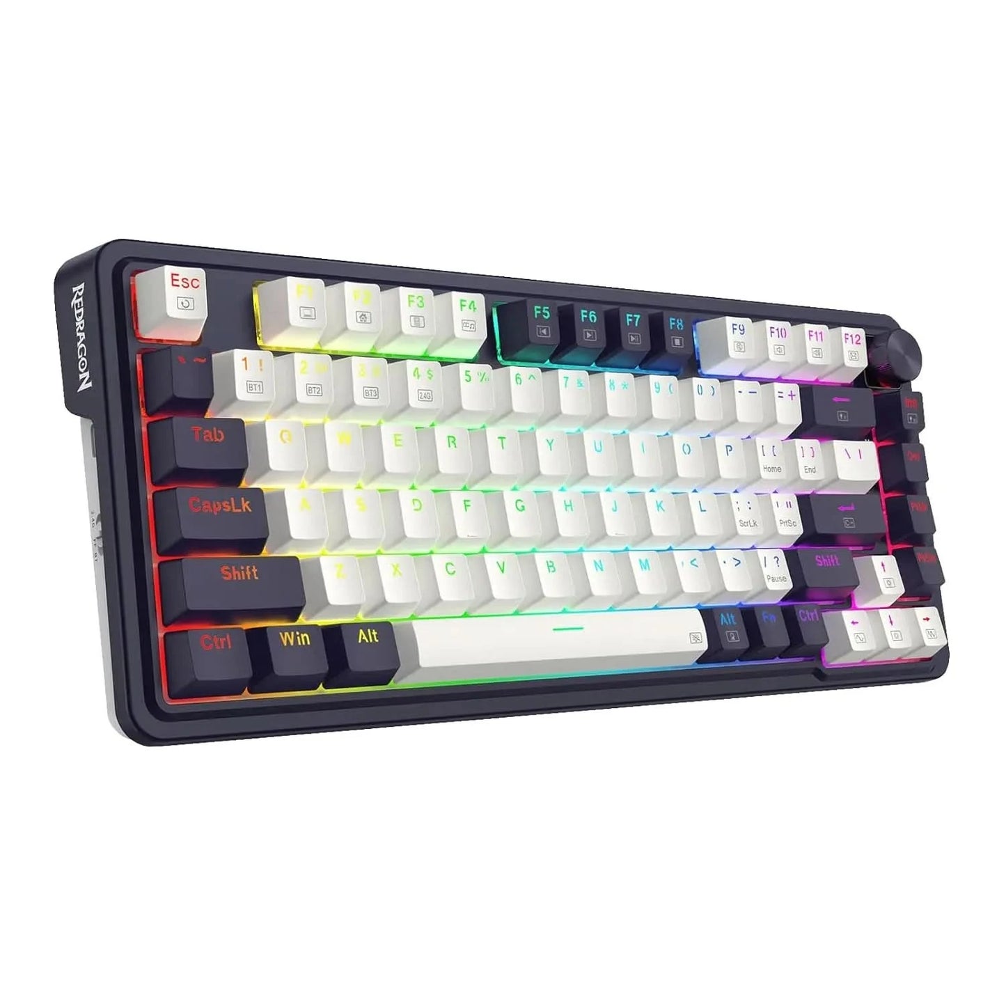 Redragon K673 PRO 75% Wireless Gasket RGB Gaming Keyboard, 3-Modes 81 Keys Compact Mechanical Keyboard Dedicated Knob Control & Sound Absorbing Pads (Linear Red Switch)