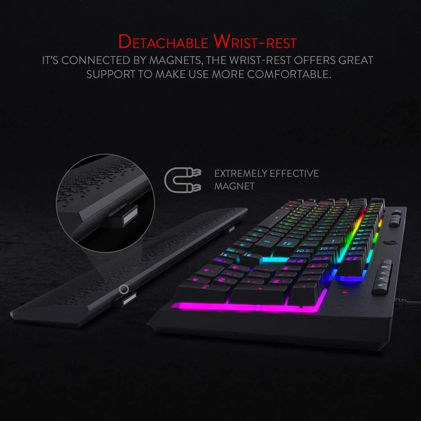 Redragon Shiva K512 RGB Backlit Membrane Wired Gaming Keyboard with Multimedia Keys, 6 Extra On-Board Macro Keys, Dedicated Media Control (Black)