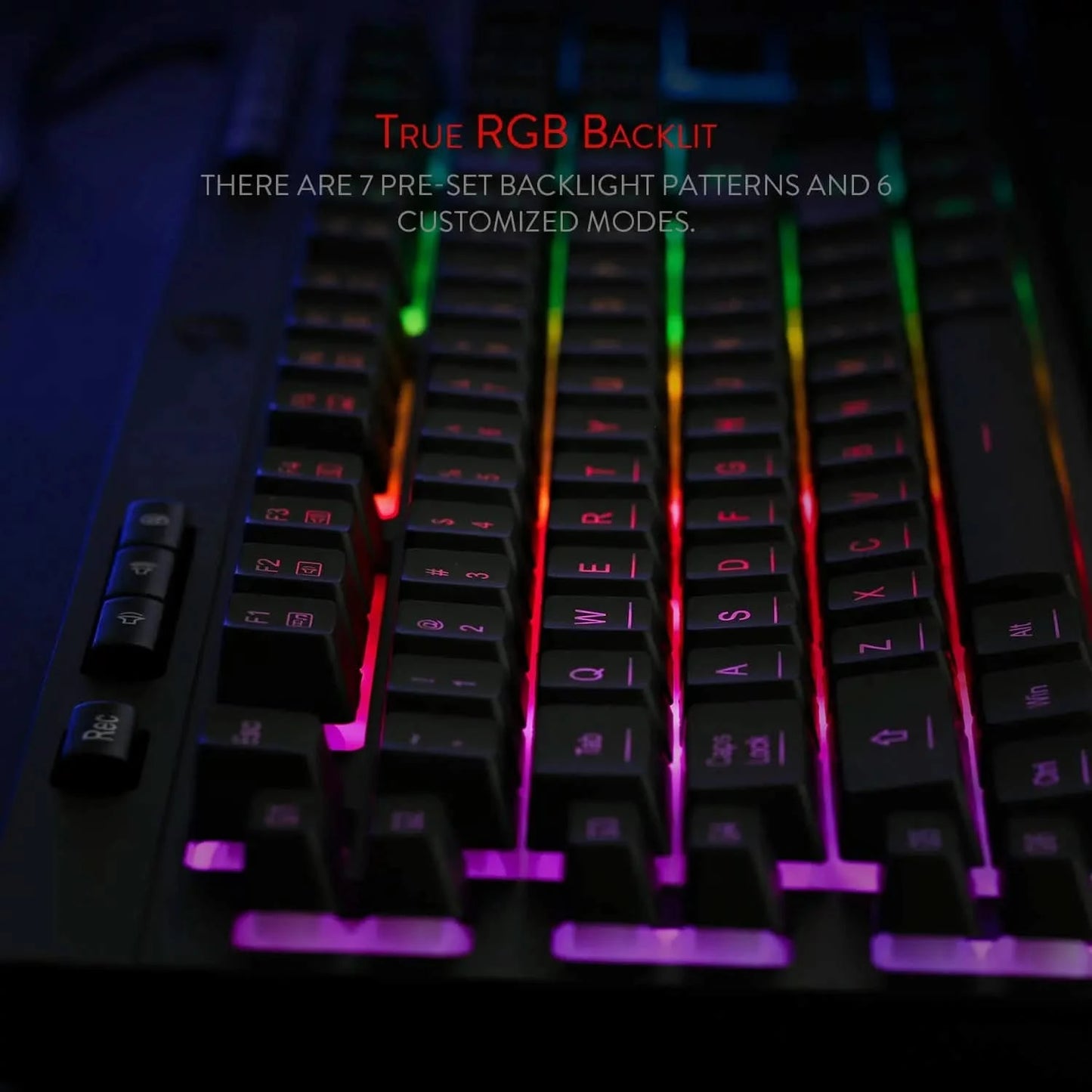 Redragon Shiva K512 RGB Backlit Membrane Wired Gaming Keyboard with Multimedia Keys, 6 Extra On-Board Macro Keys, Dedicated Media Control (Black)