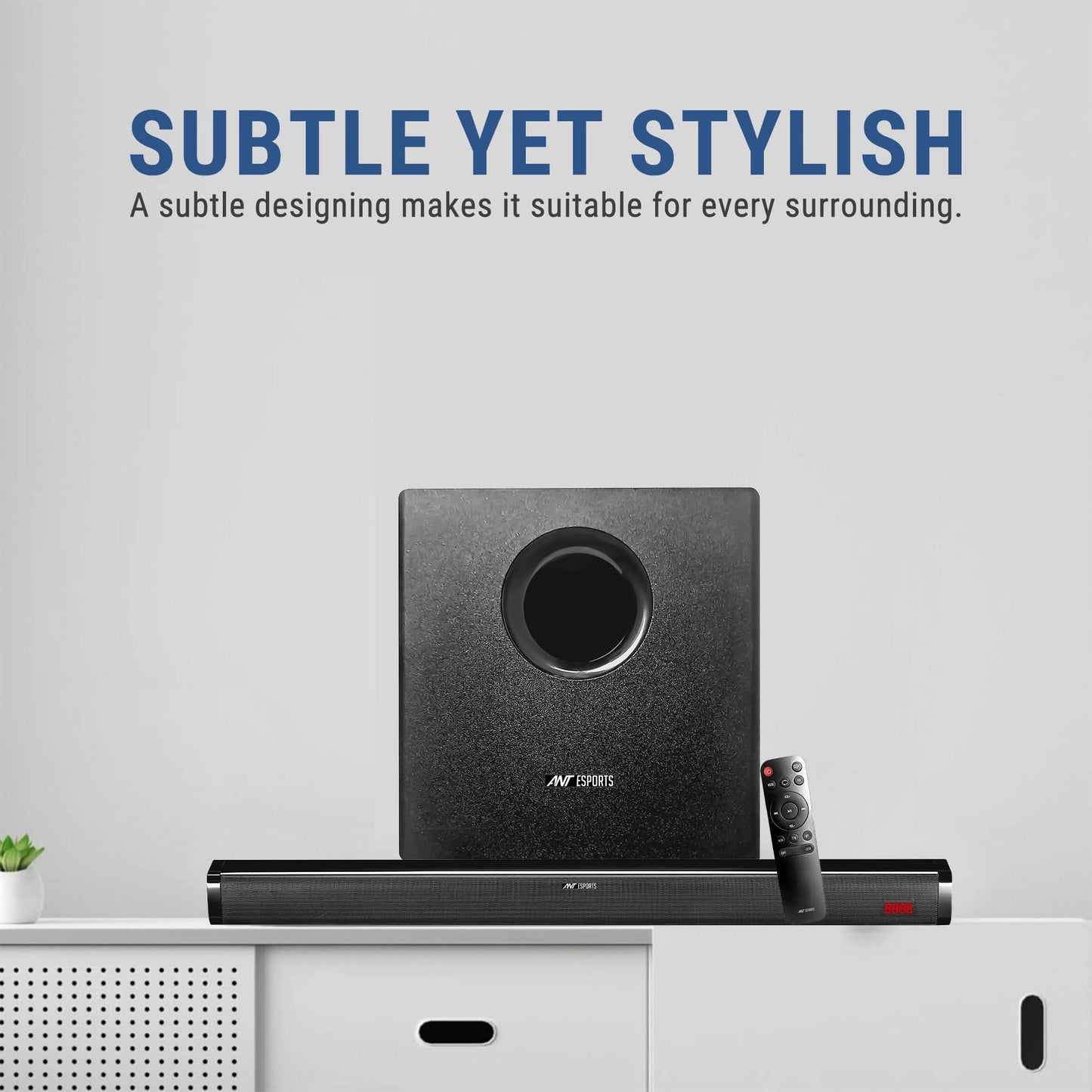 ANT ESPORTS SBW80 PRO 80W SOUND BAR & WOOFER WITH MULTI CONNECTIVITY,LED DISPLAY WITH REMOTE - BLACK (R-41271349) ETA-SD-20231211326