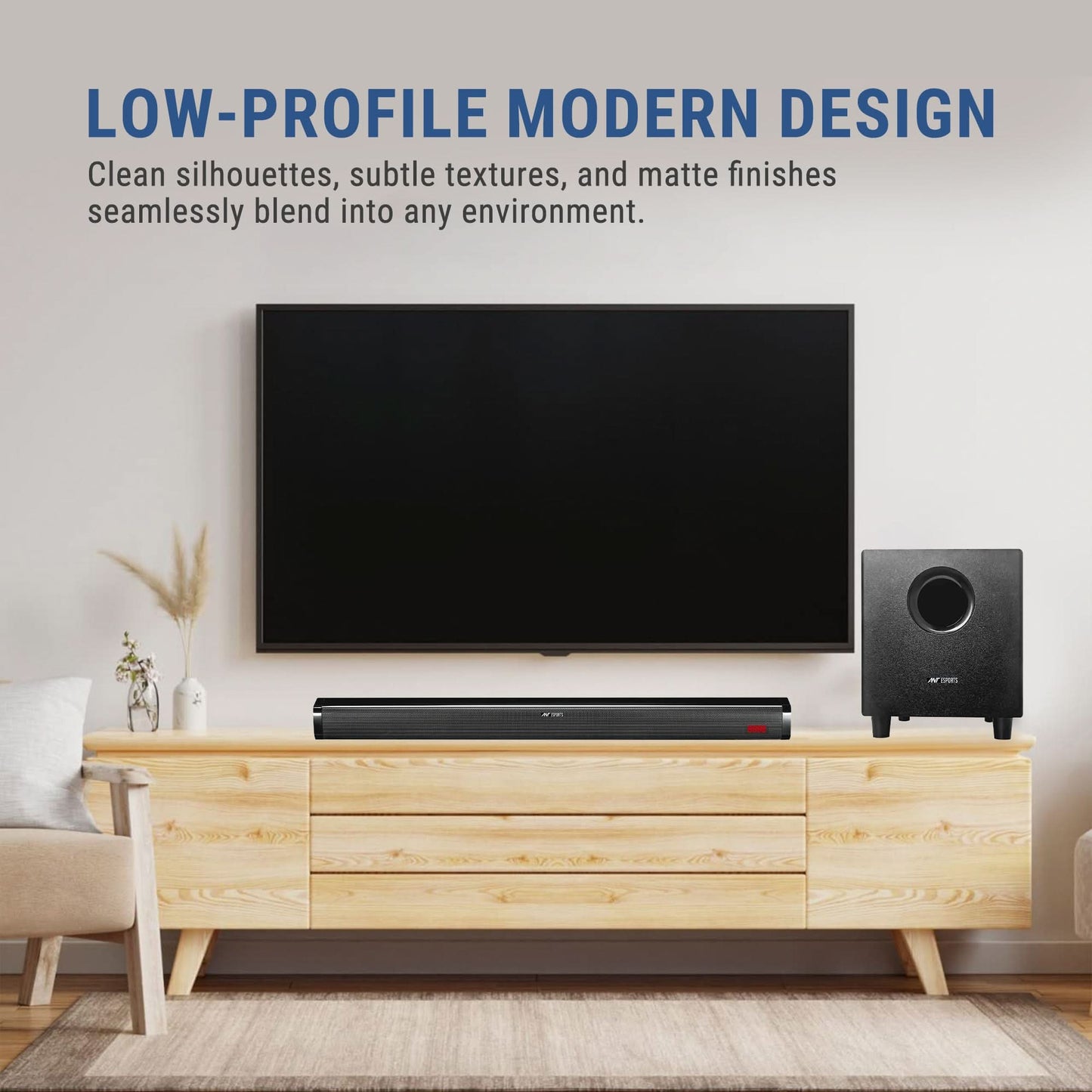 ANT ESPORTS SBW80 PRO 80W SOUND BAR & WOOFER WITH MULTI CONNECTIVITY,LED DISPLAY WITH REMOTE - BLACK (R-41271349) ETA-SD-20231211326