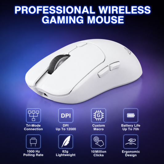 AULA SC580X Tri-Mode Wireless Gaming Mouse White (SC580XW)