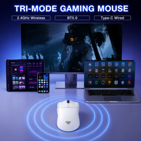 AULA SC580X Tri-Mode Wireless Gaming Mouse White (SC580XW)