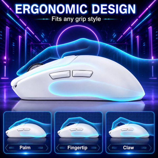 AULA SC580X Tri-Mode Wireless Gaming Mouse White (SC580XW)