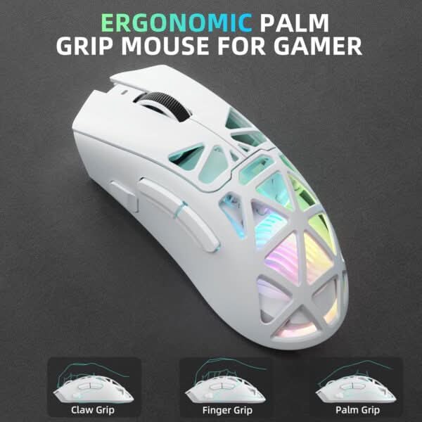 AULA SC620 Tri-Mode Wireless Gaming Mouse for PC, Laptop, Mac White (SC620W)