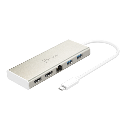 J5CREATE JCD381 USB Type Dual HDMI Mini Dock-Ethernet/ USB 3.1 HUB / PD2.0