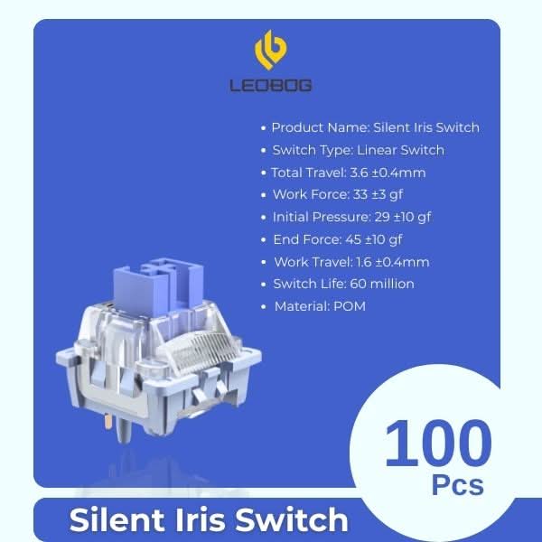 AULA LEOBOG Silent Iris Linear Switch – Ultra-Smooth, Pre-Lubed, Hot-Swappable, Ideal for Custom Keyboards – 100pcs (SIS100)