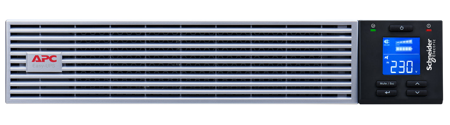 APC Easy UPS On-Line SRVL2KRI-IN - 2000VA/1800W |230V | 4 India 3-pin 6A + 1 Hard wire (1P+N+E) Outlets | Lithium-ion | Rack/Tower 2U | Intelligent Card Slot | Visual LCD and Audible Alarms | W/O rail kit | 3 years Warranty
