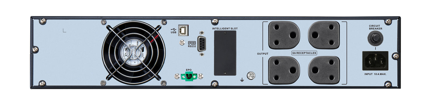 APC Easy UPS On-Line SRVL1KRI-IN - 1000VA/ 900W |230V | 4 India 3-pin 6A Outlets | Lithium-ion | Rack/Tower 2U | Intelligent Card Slot | Visual LCD and Audible Alarms | W/O rail kit | 3 years Warranty