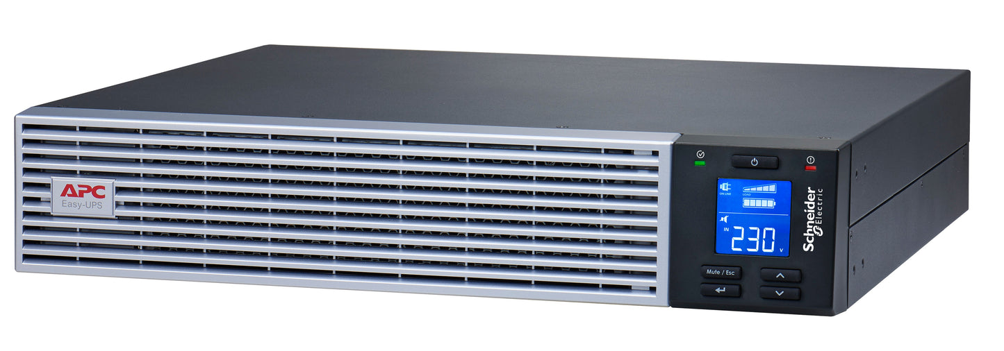 APC Easy UPS On-Line SRVL1KRI-IN - 1000VA/ 900W |230V | 4 India 3-pin 6A Outlets | Lithium-ion | Rack/Tower 2U | Intelligent Card Slot | Visual LCD and Audible Alarms | W/O rail kit | 3 years Warranty