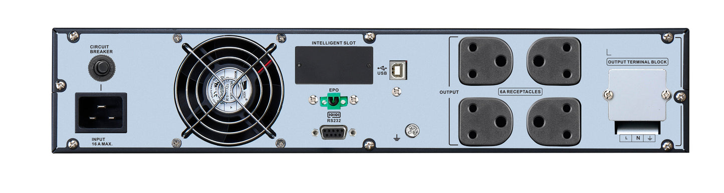 APC Easy UPS On-Line SRVL2KRI-IN - 2000VA/1800W |230V | 4 India 3-pin 6A + 1 Hard wire (1P+N+E) Outlets | Lithium-ion | Rack/Tower 2U | Intelligent Card Slot | Visual LCD and Audible Alarms | W/O rail kit | 3 years Warranty