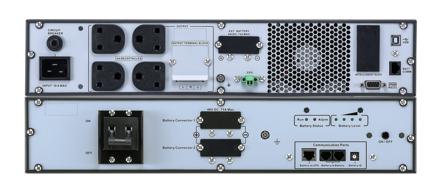 APC Easy UPS On-Line SRVL3KRIL-IN - 3000VA/ 2700W | 230V | 4 India 3-pin 6A +1 Hard wire (1P+N+E) Outlets | Lithium-ion | Rack/Tower 4U | Intelligent Card Slot | Visual LCD and Audible Alarms | Extended runtime,W/O rail kit | 3 years Warranty on UPS