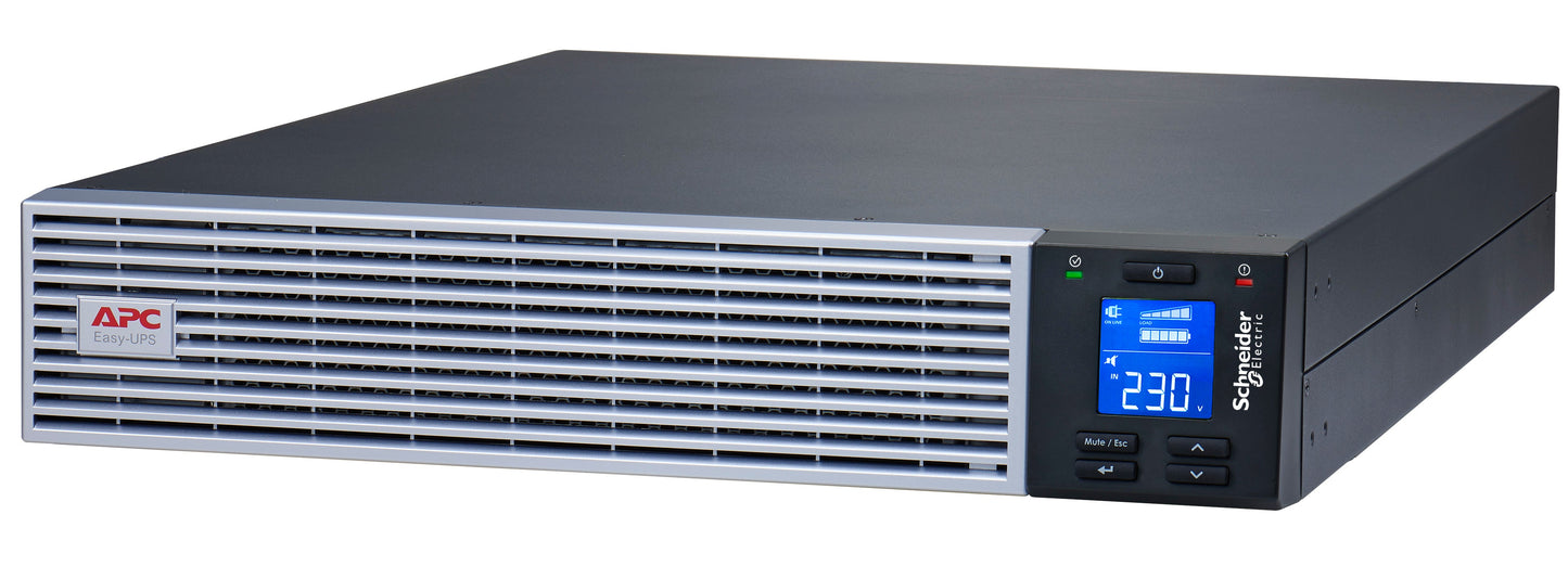 APC Easy UPS On-Line SRVL3KRI-IN- 3kVA | 230V | 4 India 3-pin 6A + 1 Hard wire 3-wire (1P+N+E) Outlets | Lithium-ion | Rack/Tower 2U | Intelligent Card Slot | Visual LCD and Audible Alarms | W/O rail kit | 3 years Warranty