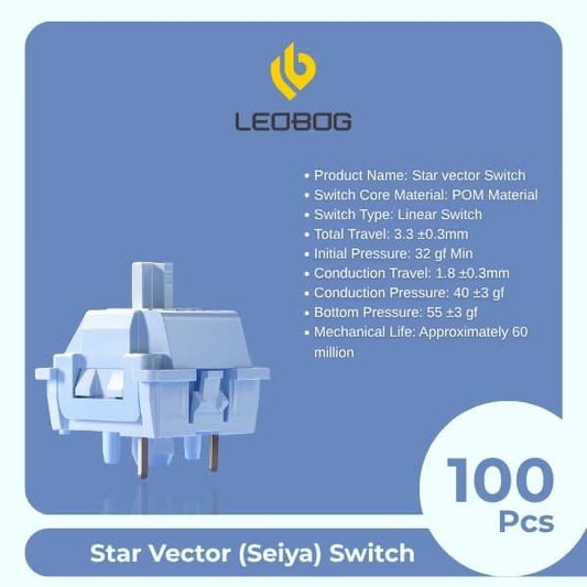 Aula LEOBOG Star Vector (Seiya) Linear Switch – Ultra-Smooth, Pre-Lubed, Hot-Swappable for Custom Keyboards – 100pcs (SS100)