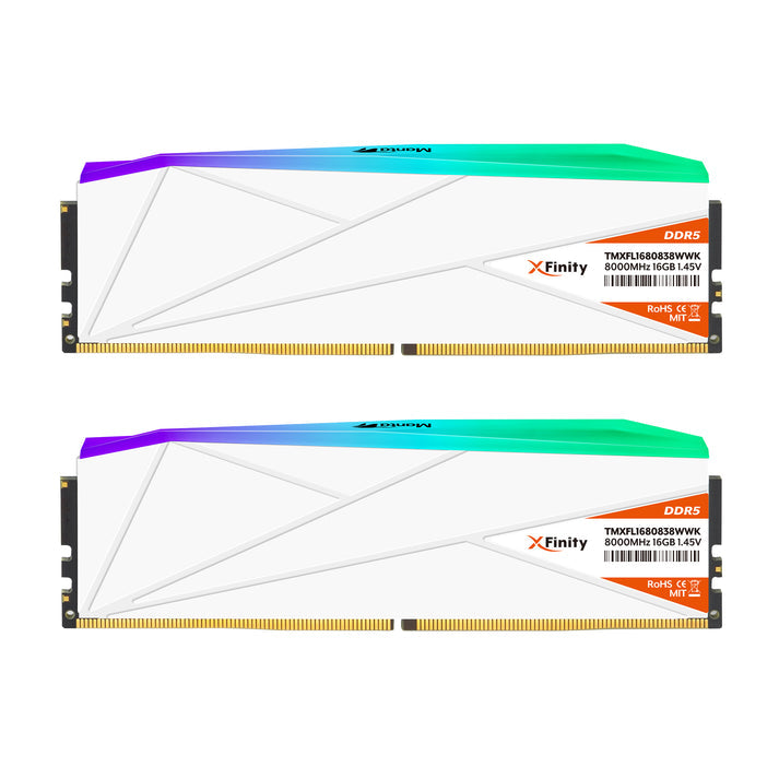 V-COLOR Manta XFinity RGB 32GB (16x2) DDR5 6000MHz Gaming Memory, 16GB x2, CL30, Intel XMP & AMD EXPO, White