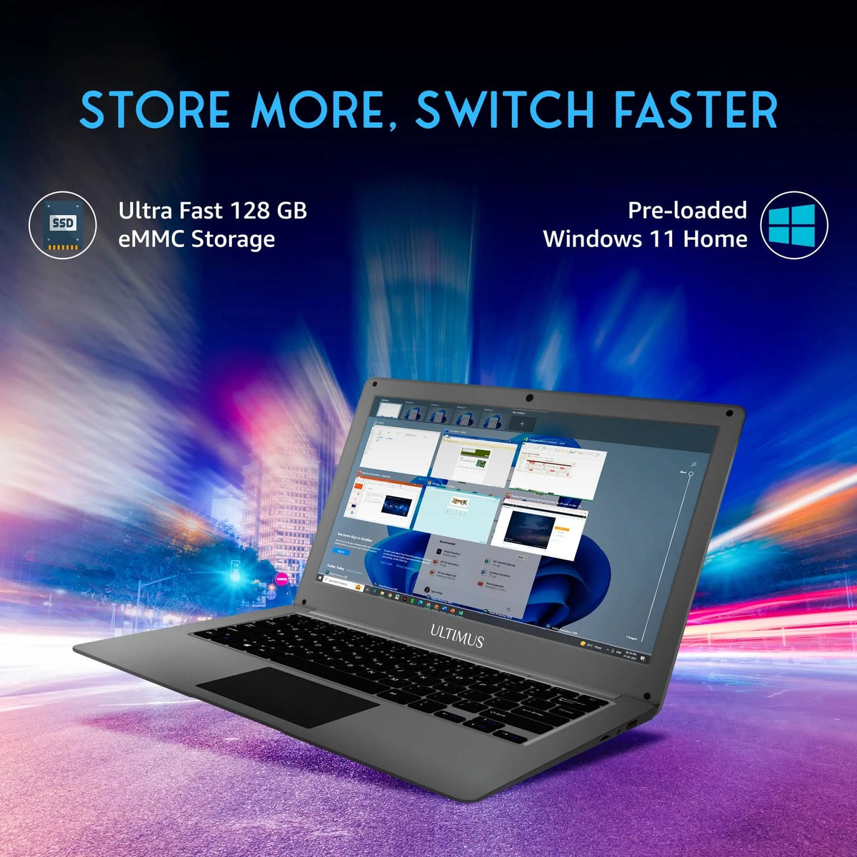 Ultimus Pro Intel Celeron Dual Core N4020 - (4 GB/128 GB EMMC Storage/Windows 11 Home) NU14U4INC43BN-SG Thin and Light Laptop (14.1 Inch, Space Grey)
