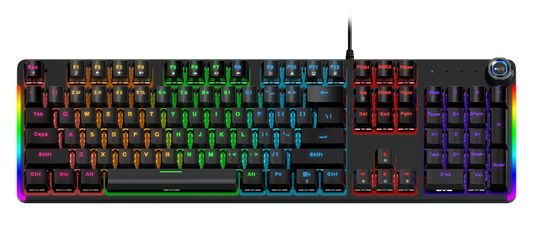 TAG Warrior 2.0 USB Mechanical Gaming Keyboard, 104 Keys, Rainbow RGB Backlight, Anti-Ghosting, 50 Million Keystrokes, Black