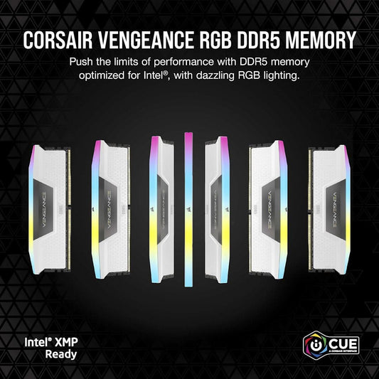 Corsair Vengeance RGB White 32GB (16GB x 2) 6000MHz DDR5 RAM CMH32GX5M2E6000Z36W