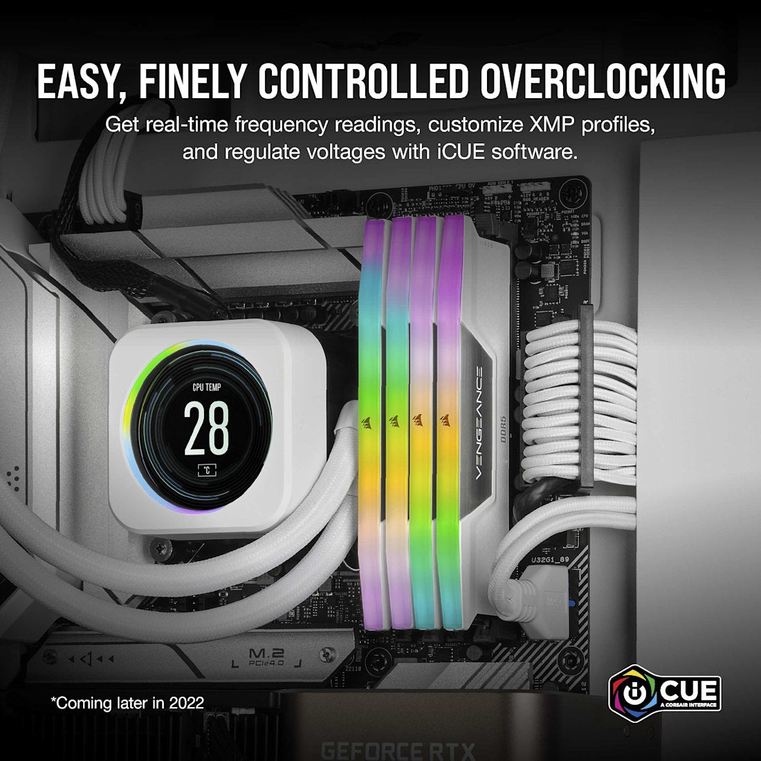 【美品】DDR5 32GB(16GB×2) RGBメモリ White CORSAIR VENGEANCE RGB WHITE 32GB (16GB X 2) 6000MHZ DDR5 RAM CMH32GX5M