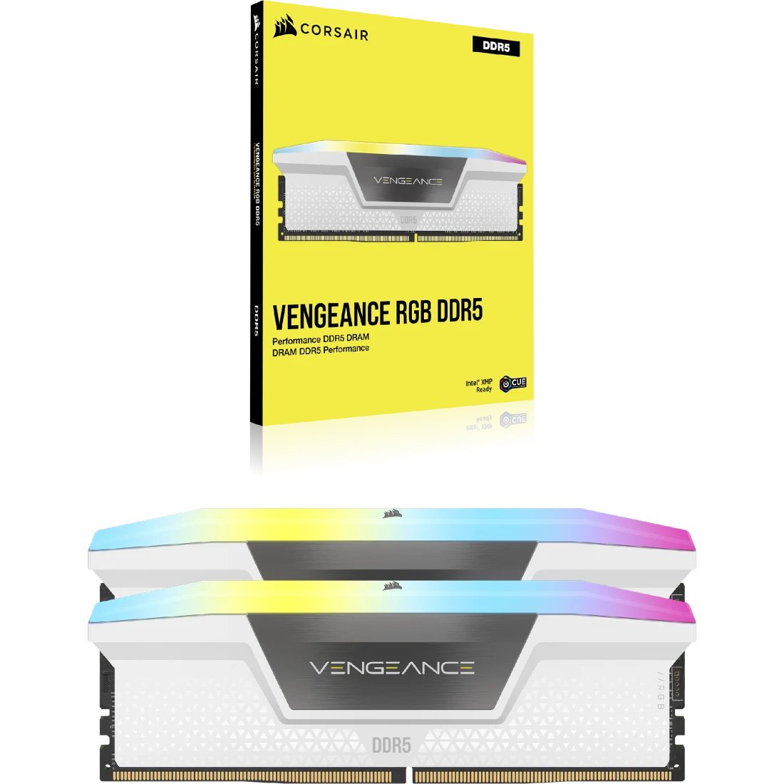 CORSAIR VENGEANCE RGB WHITE 32GB (16GB X 2) 6000MHZ DDR5 RAM CMH32GX5M