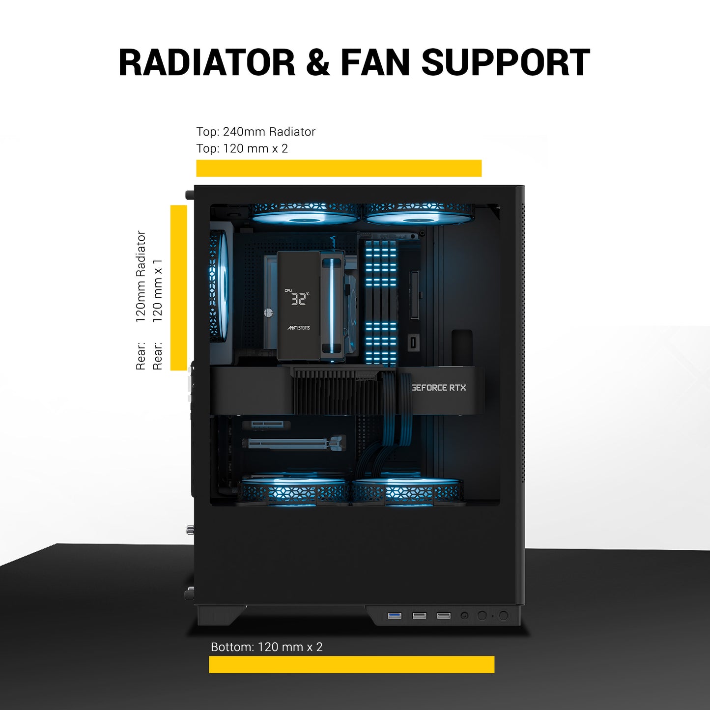 Ant Esports X2 LCD ARGB ATX Mid Tower Case