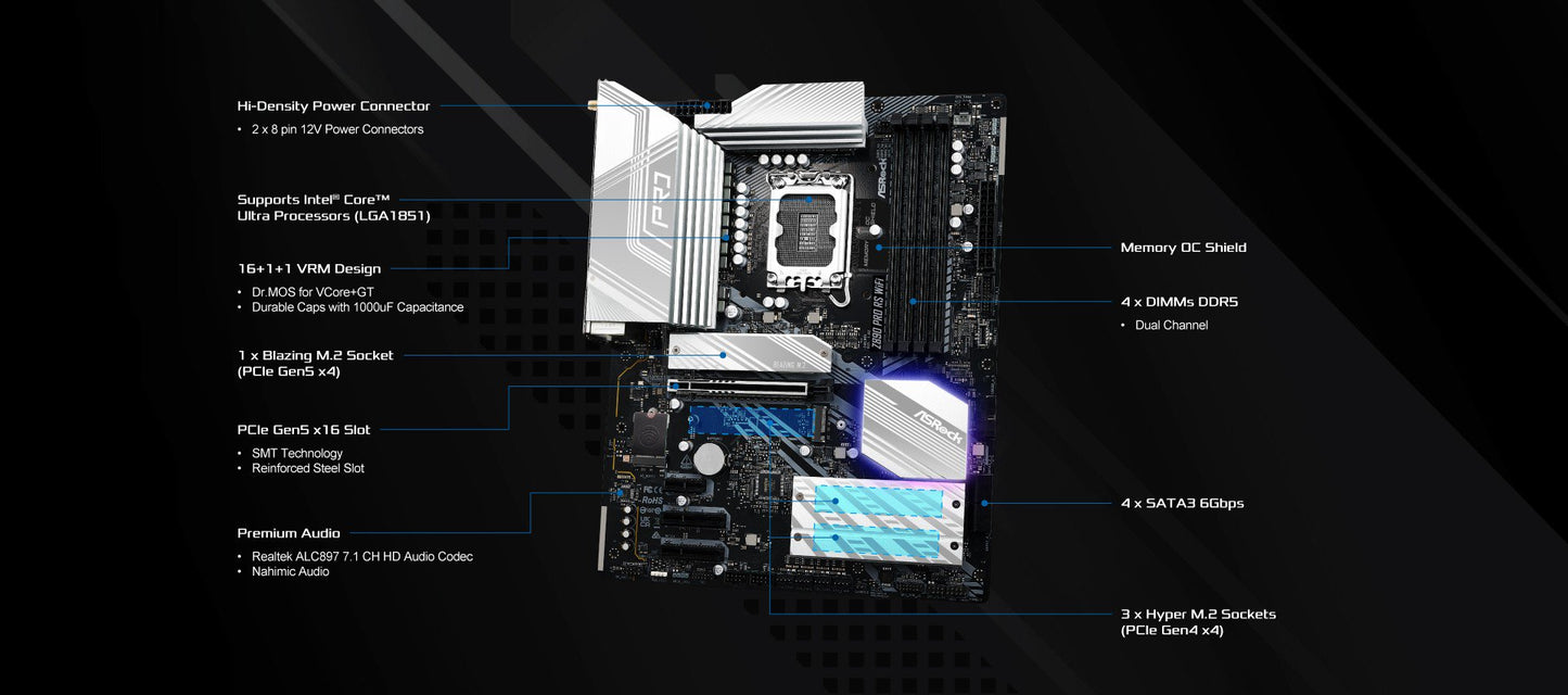 ASROCK Z890 PRO RS WIFI DDR5 INTEL MOTHERBOARD