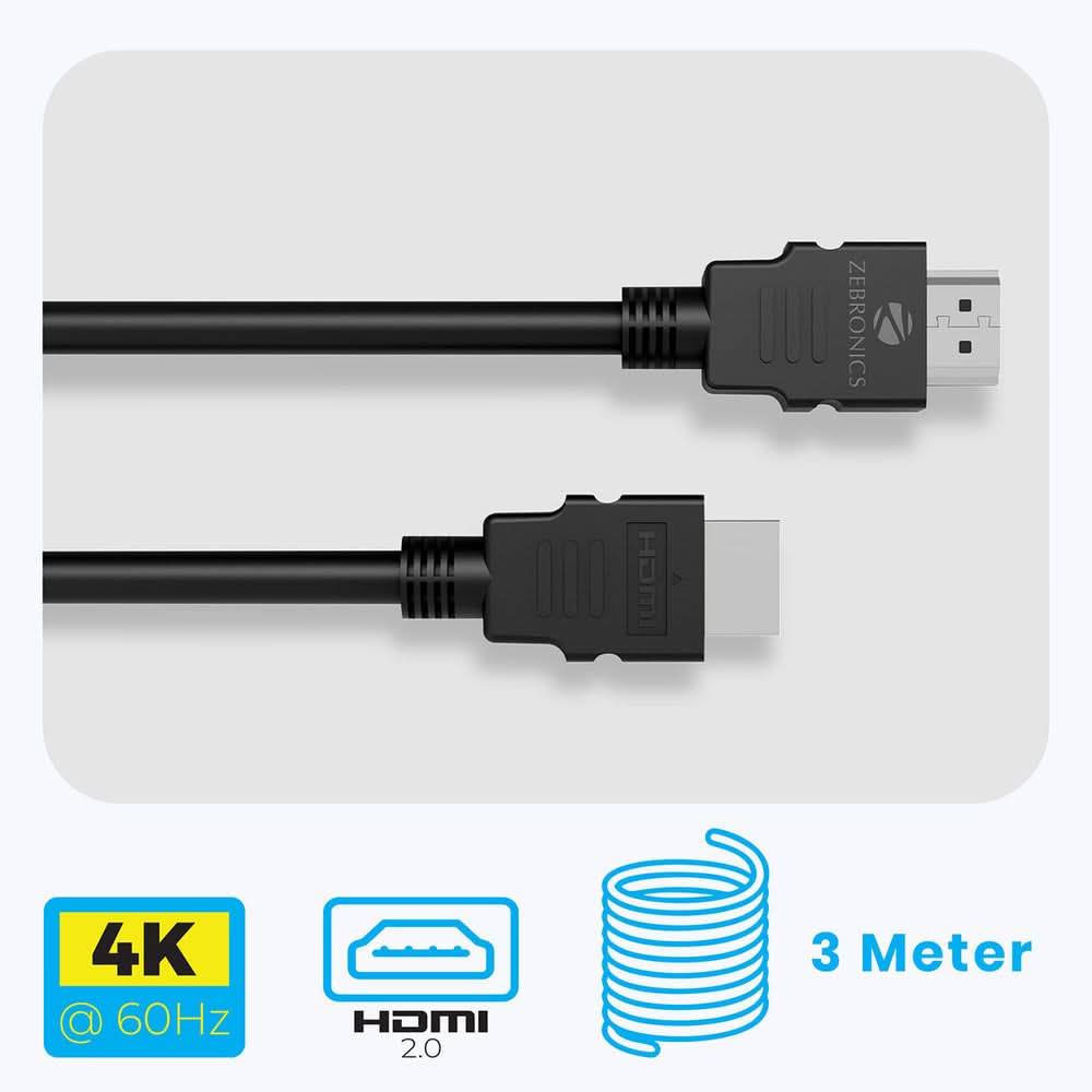 CABLE HDMI 3 MTR ZEBRONICS HAA3020C