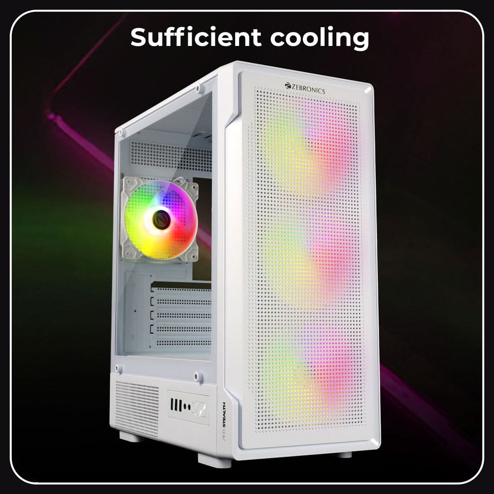 ZEBRONICS Stealth ARGB MATX Mini Tower Cabinet ( White )