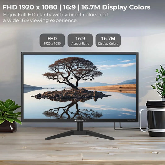 Zebronics PA224 24 Inch LED Monitor, Full HD Display, HDMI, Slim Design