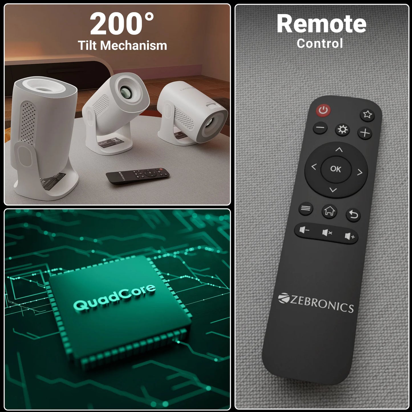 Zebronics Zeb Pixaplay 72 FHD 1080p 4000 Lumens 30,000h Lifelong LED Lamp Projector