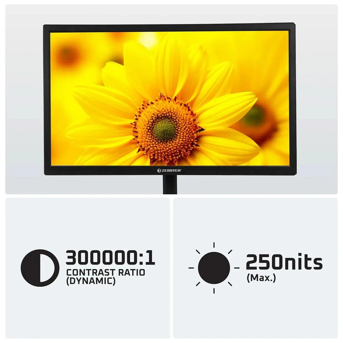 Zebster GV222 22 Inch LED Monitor, Full HD Display, 100Hz Refresh Rate, HDMI, Black