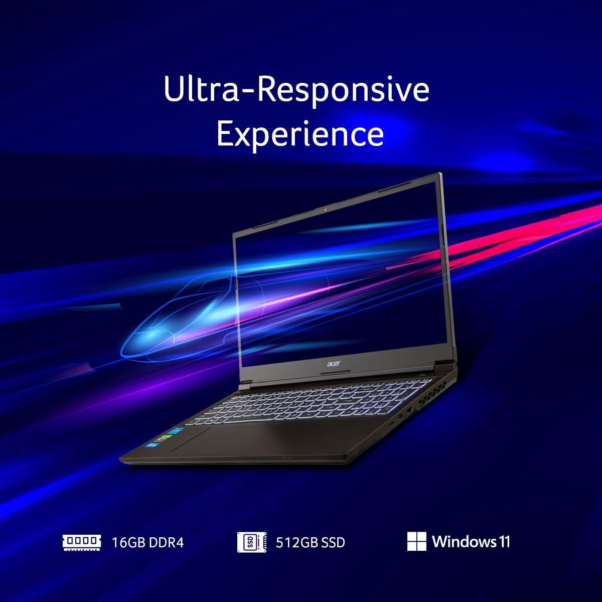 Acer Aspire A715-79G Intel Core 5-210H processor, 16 GB RAM, 512 GB SSD, NVIDIA GeForce RTX 4050 - 6GB GDDR6, 15.6 Inch, FHD, Windows 11 Home, MS Office, Flame Black Gaming Laptop