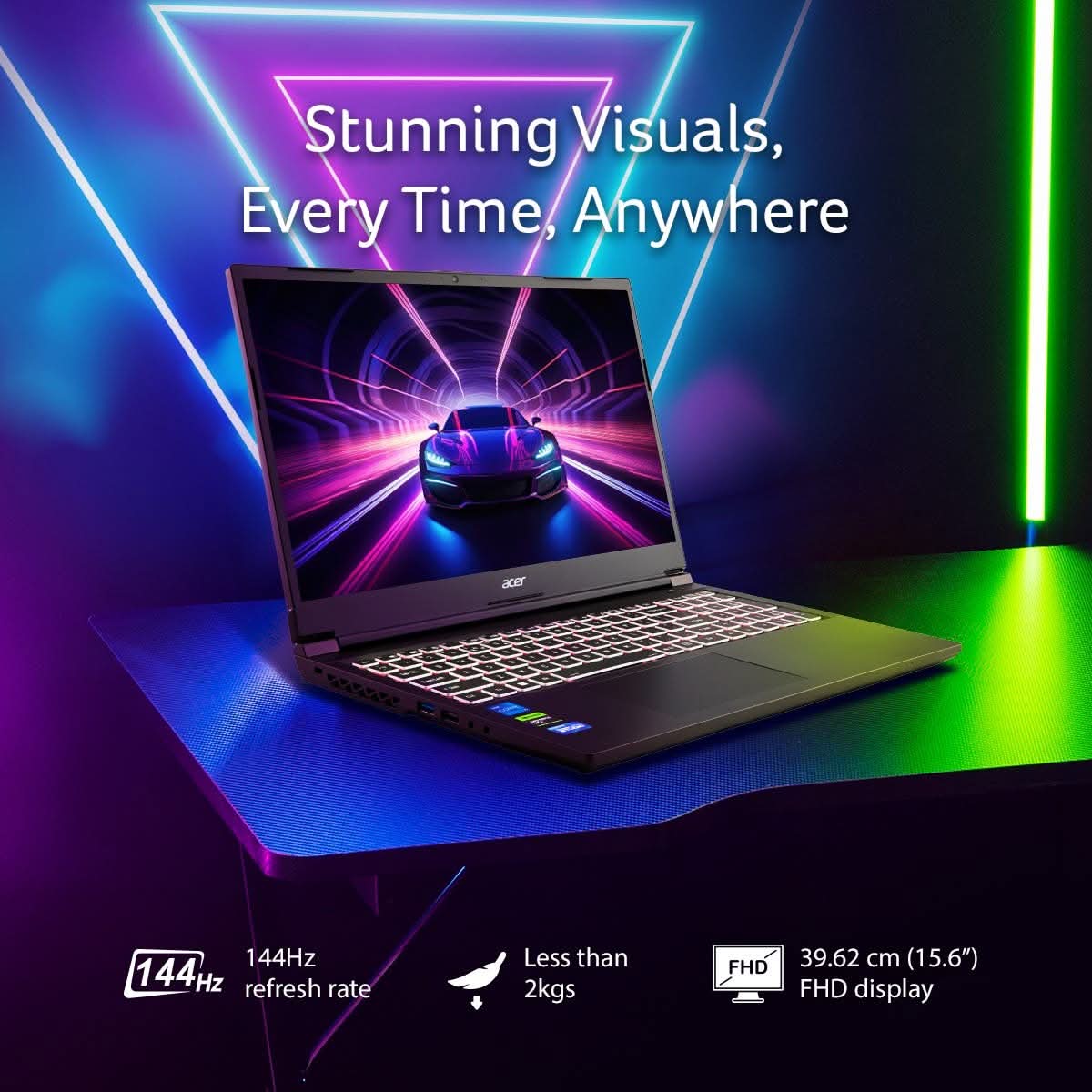 Acer Aspire A715-79G Intel Core 5-210H processor, 16 GB RAM, 512 GB SSD, NVIDIA GeForce RTX 4050 - 6GB GDDR6, 15.6 Inch, FHD, Windows 11 Home, MS Office, Flame Black Gaming Laptop