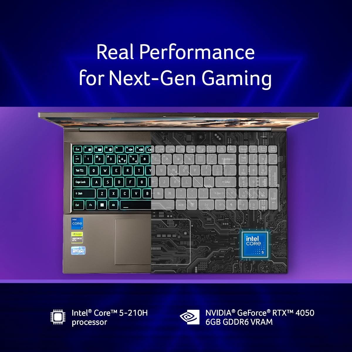 Acer Aspire A715-79G Intel Core 5-210H processor, 16 GB RAM, 512 GB SSD, NVIDIA GeForce RTX 4050 - 6GB GDDR6, 15.6 Inch, FHD, Windows 11 Home, MS Office, Flame Black Gaming Laptop
