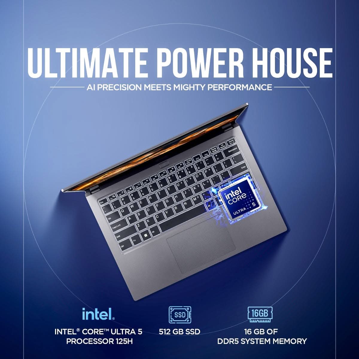 Acer Aspire Go 14, Intel Core Ultra 5 125H processor,16 GB RAM, 512 GB SSD, WUXGA IPS, 14.0"/35.56 cm, Win 11 Home, MS Office, Space Gray, 1.5 kg, AG14-71M, Backlit Keyboard, Premium Laptop