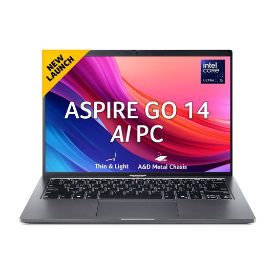 Acer Aspire Go 14, Intel Core Ultra 5 125H processor,16 GB RAM, 512 GB SSD, WUXGA IPS, 14.0"/35.56 cm, Win 11 Home, MS Office, Space Gray, 1.5 kg, AG14-71M, Backlit Keyboard, Premium Laptop