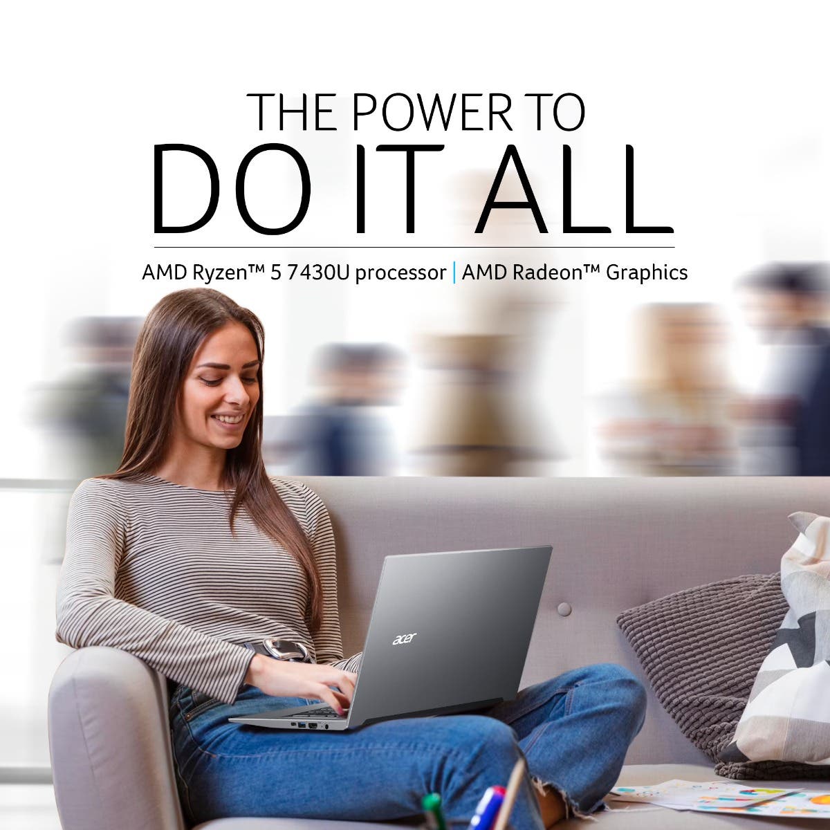 Acer Aspire Lite, AMD Ryzen 5 7430U processor, 16 GB RAM, 512 GB, SSD, Full HD IPS, 15.6"/39.62 cm, Windows 11 Home, Steel Gray, 1.59 kg, AL15-41, Thin and Light Laptop