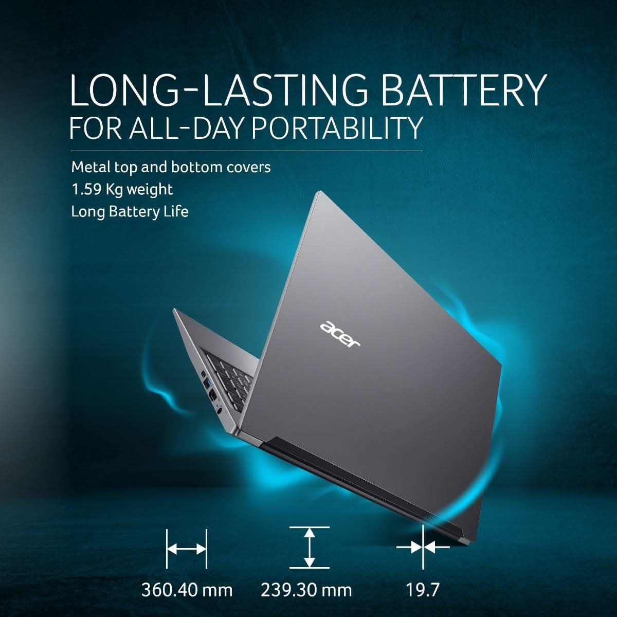 Acer Aspire Lite, AMD Ryzen 3 7330U processor, 8 GB RAM, 512 GB SSD, Full HD, 15.6"/39.62 cm, Windows 11 Home, Steel Gray, 1.59 kg, AL15-41, Thin and Light Laptop UN.31ZSI.045