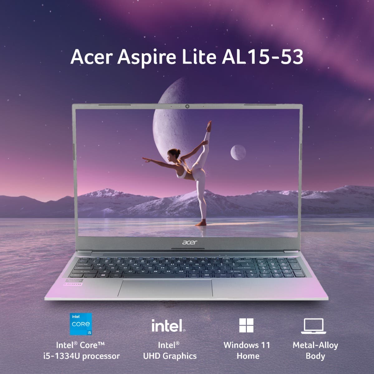 Acer Aspire Lite 13th Gen Intel Core i5-1334U processor Laptop (Windows 11 Home/ 16 GB RAM/ 512 GB SSD/Intel UHD Graphics)AL15-53 with 39.6 cm (15.6")TN Full HD Display, Keyboard, Steel Gray, 1.59 KG
