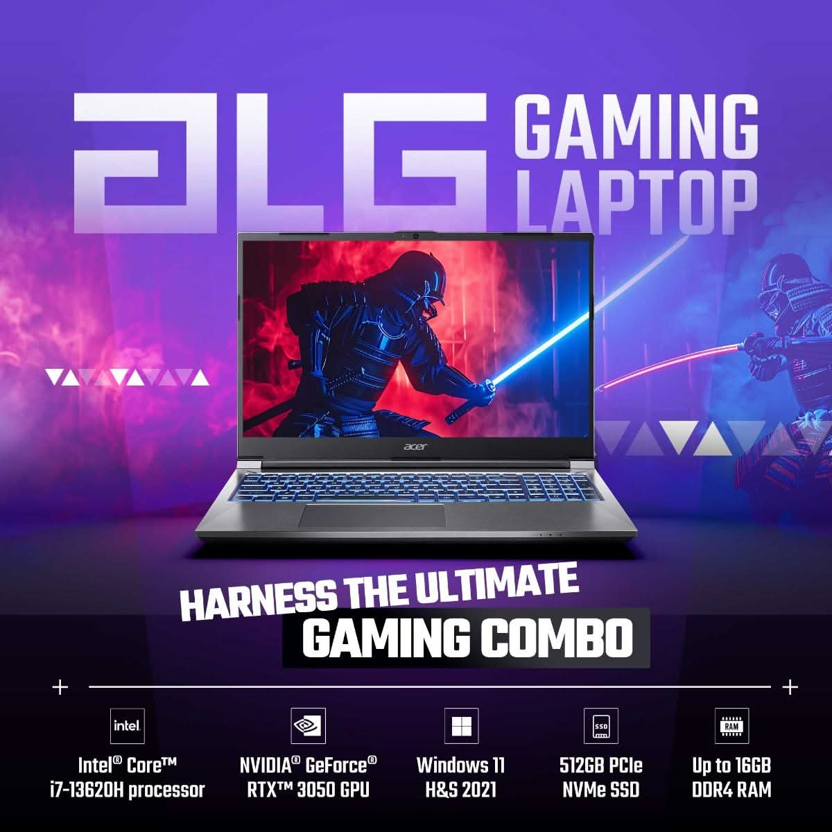 ACER ALG GAMING LAPTOP INTEL CORE I7-13620H PROCESSOR (WINDOWS 11 HOME/ 16 GB RAM/ 512 GB SSD/NVIDIA GEFORCE RTX 3050/144 HZ) AL15G-53 WITH 39.6 CM (15.6 INCH) FULL HD, STEEL GRAY, 1.99 KG