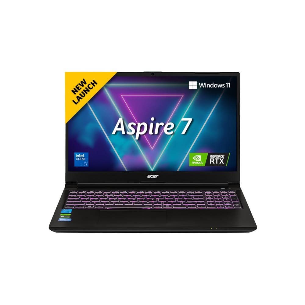 Acer Aspire A715-79G Intel Core 5-210H processor, 16 GB RAM, 512 GB SSD, NVIDIA GeForce RTX 4050 - 6GB GDDR6, 15.6 Inch, FHD, Windows 11 Home, MS Office, Flame Black Gaming Laptop