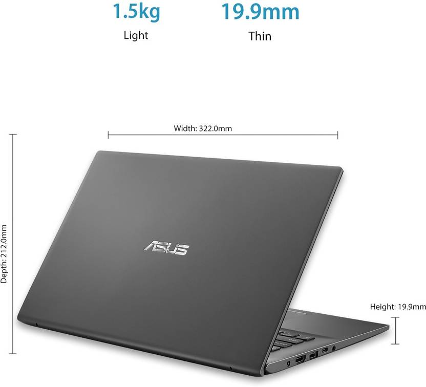 ASUS VIVOBOOK 14 INTEL CORE I5 10TH GEN 10210U - (8 GB/1 TB HDD/256 GB SSD/WINDOWS 10 HOME) X412FA-EK512T THIN AND LIGHT LAPTOP  (14 INCH, SLATE GREY, 1.50 KG)