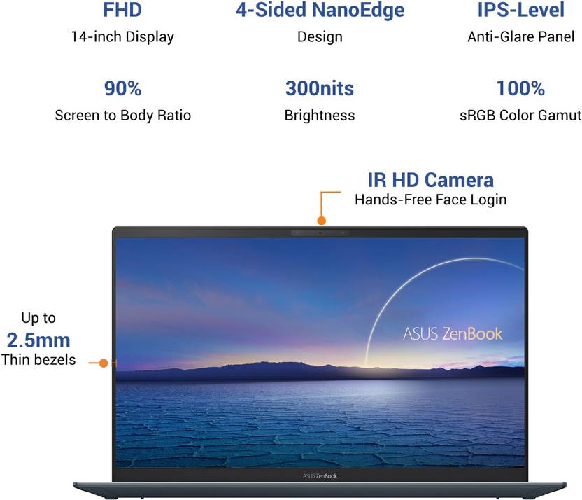 ASUS ZENBOOK 14 INTEL CORE I7 10TH GEN 1065G7 - (16 GB/512 GB SSD/WINDOWS 10 HOME) UX425JA-BM701TS THIN AND LIGHT LAPTOP  (14 INCH, PINE GREY, 1.17 KG, WITH MS OFFICE)
