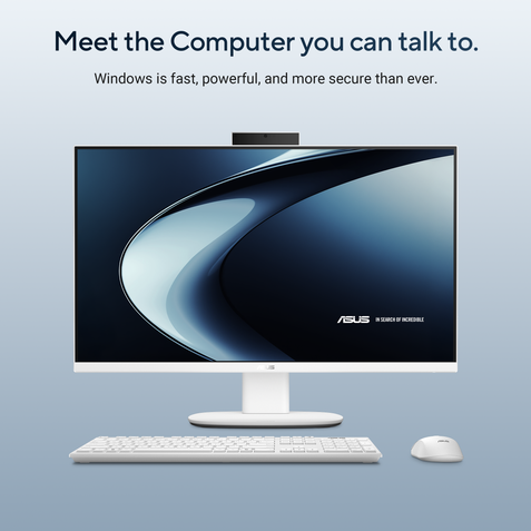 ASUS AIO, All In One PC, Intel Core 3 100U (8GB, 512GB, Intel Graphics, 60.45 cm (23.8) FHD, Windows 11 Home, Office Home 2024 with M365 Basic (1 Year Validity) V440VAB-KWC3001WS