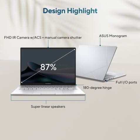 ASUS Zenbook 14 UX3405CA-QL1507WS, Intel Core Ultra 5 225H, 16GB RAM, 512GB SSD, Intel Arc Graphics, 14 inch OLED Touch FHD+, Windows 11 Home, Office Home 2024, M365 Basic-1 Year Validity, Thin and Light AI Laptop, 1 Year(s) Warranty, Grey