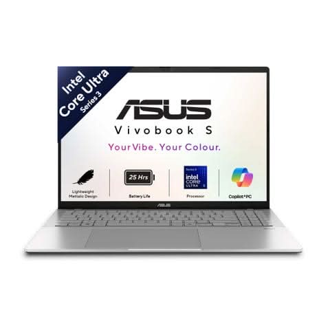 ASUS Vivobook S16 S3607AA-SH087WS, Intel Core Ultra 5 325 Series 3, 16GB RAM, 512GB SSD, Intel Graphics, 16 inch OLED FHD, Windows 11 Home, Office Home 2024, M365 Basic-1 Year Validity), AI Powered Laptop, 1 Year(s) Warranty, Silver