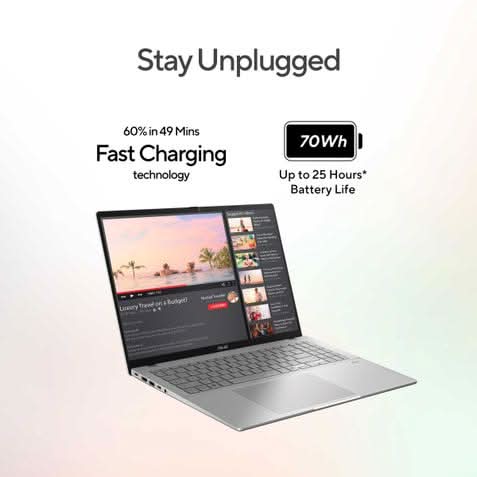 ASUS Vivobook S16 S3607AA-SH087WS, Intel Core Ultra 5 325 Series 3, 16GB RAM, 512GB SSD, Intel Graphics, 16 inch OLED FHD, Windows 11 Home, Office Home 2024, M365 Basic-1 Year Validity), AI Powered Laptop, 1 Year(s) Warranty, Silver